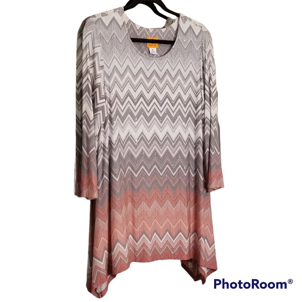 Ruby Rd. Embellished Chevron Tunic Top, Size M - image 2